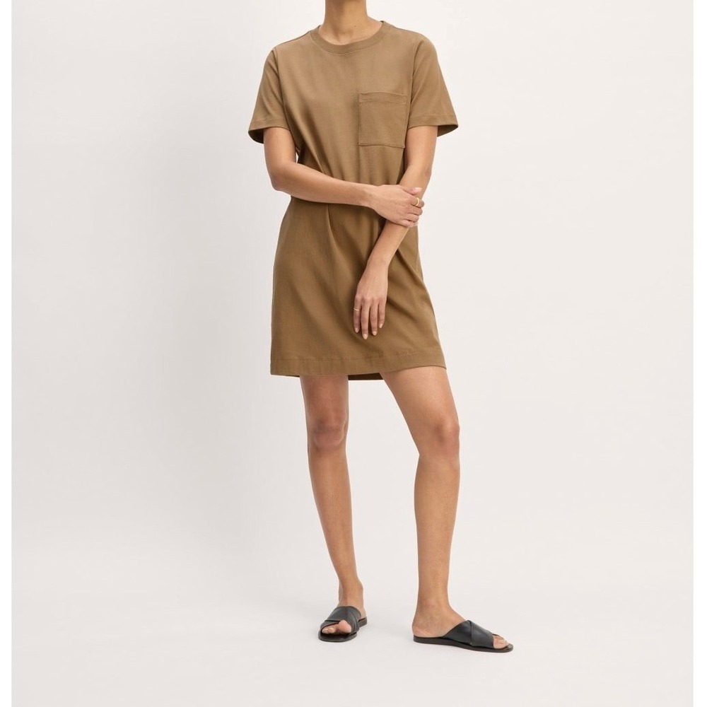 Everlane‎ Organic Cotton Weekend Tee Shirt Dress Women Small Brown Pocket Mini